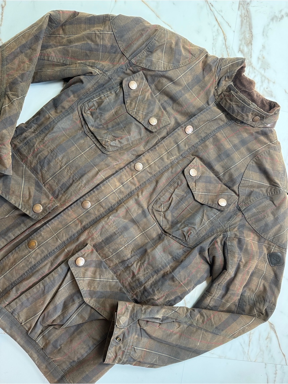 Timberland Wax Jacket British Millerain Men's Size L Plaid Trendy Fall Academia